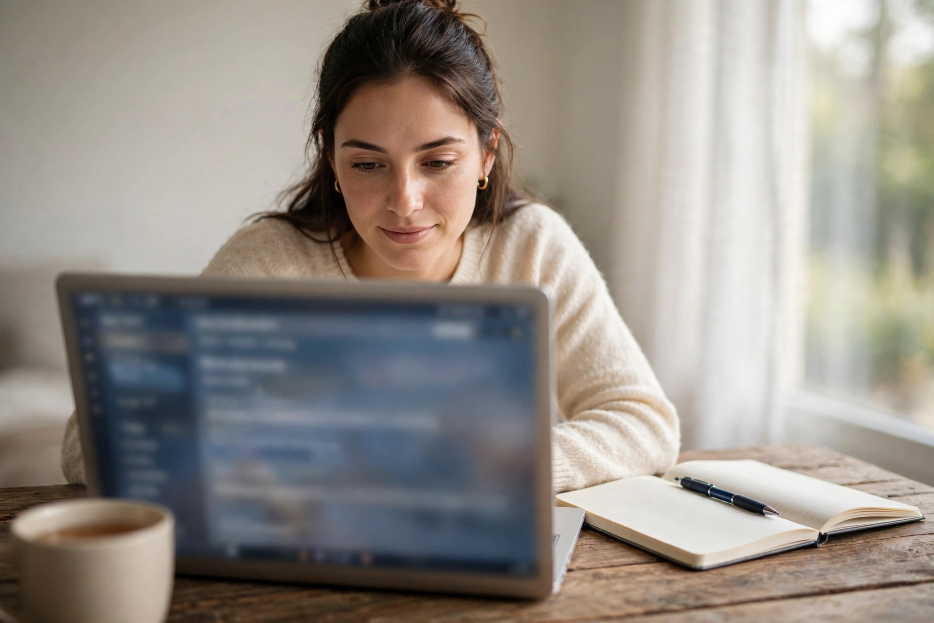 Filling in the online Survivor application form on a laptop
