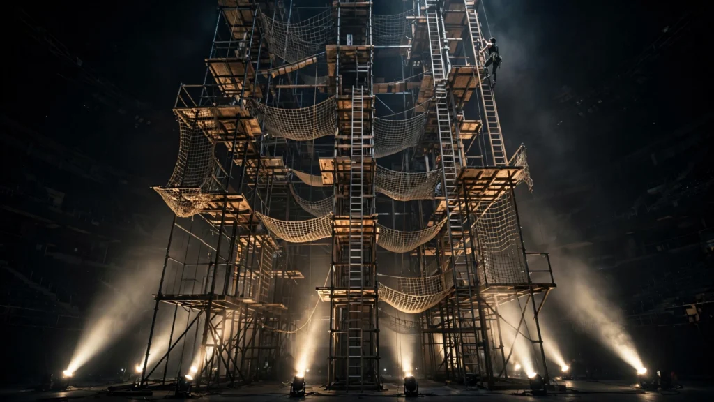 A contestant climbs the vertical maze in Beast Games Episode 8