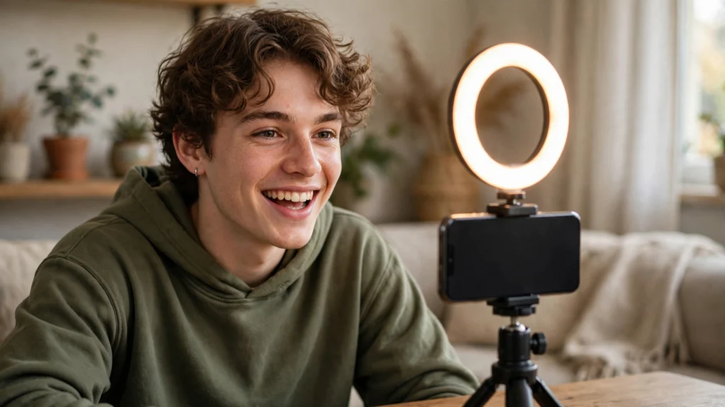 A fan records a one-minute casting video on a phone at home